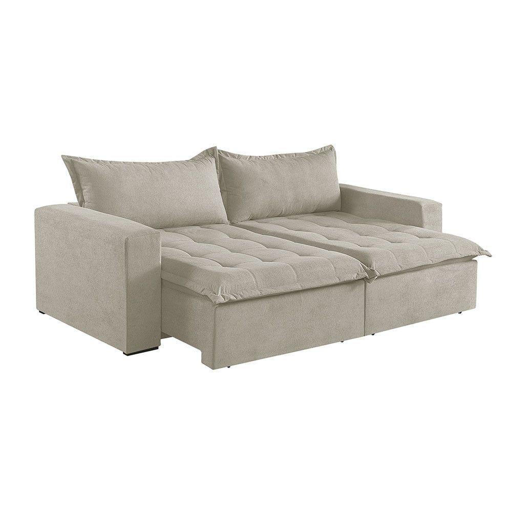 Sofá Cama 4 Lugares Retrátil Reclinável Linho M-184 Martins Creme - 1