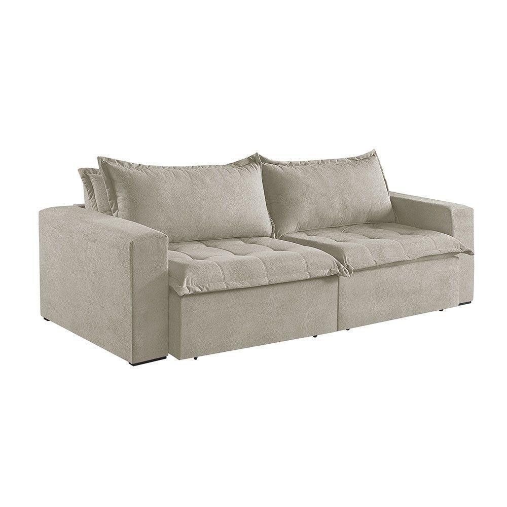 Sofá Cama 4 Lugares Retrátil Reclinável Linho M-184 Martins Creme - 5