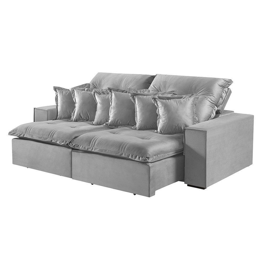 Sofá 3 Lugares Retrátil E Reclinável M-144 Veludo Martins Cinza - 1