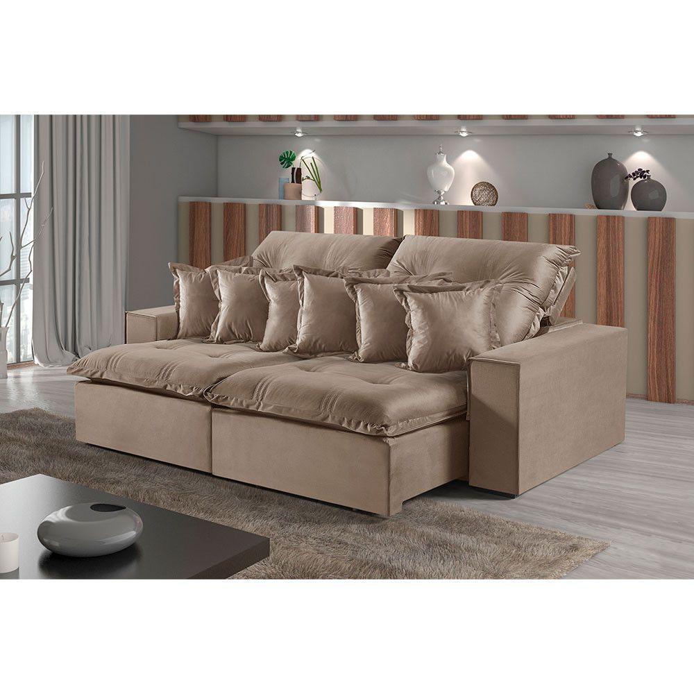 Sofá 2 Lugares Retrátil E Reclinável M-144 Veludo Martins Bege - 2