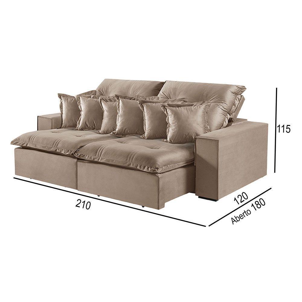 Sofá 2 Lugares Retrátil E Reclinável M-144 Veludo Martins Bege - 3