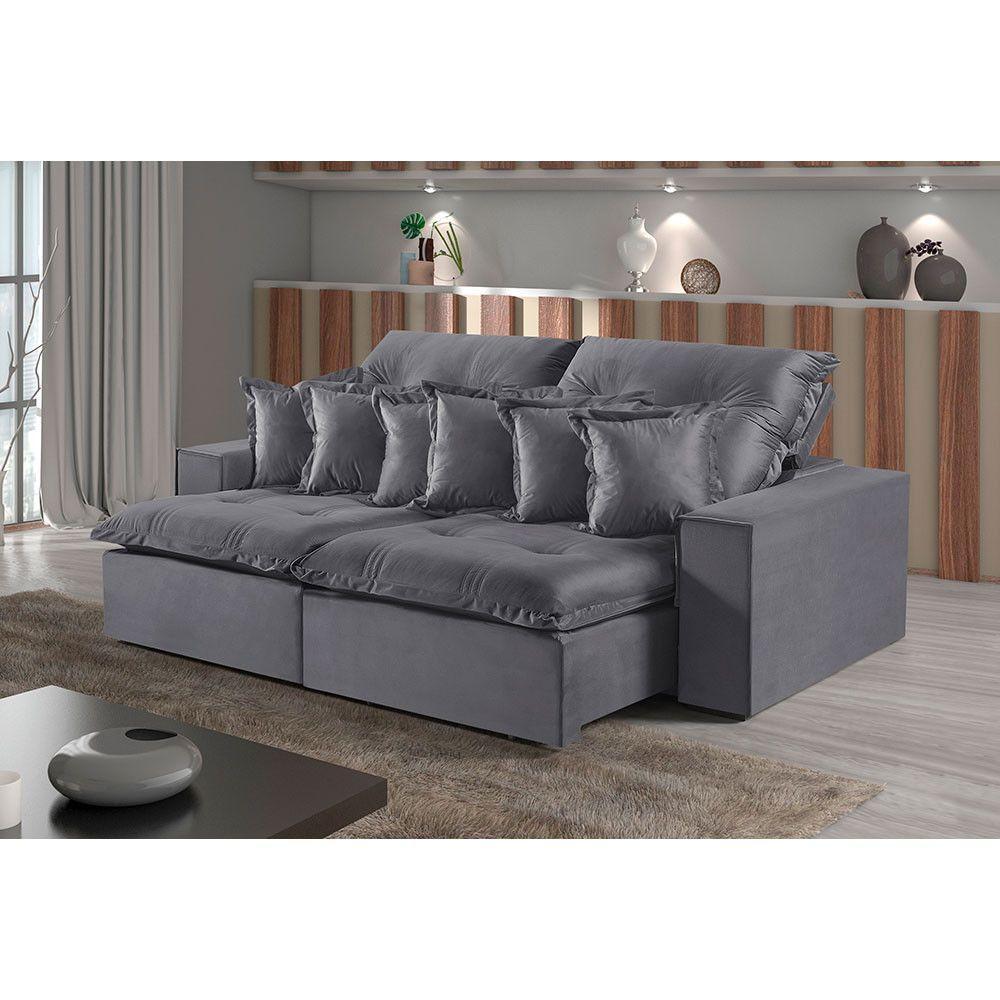 Sofá 2 Lugares Retrátil E Reclinável M-144 Veludo Martins Grafite - 2