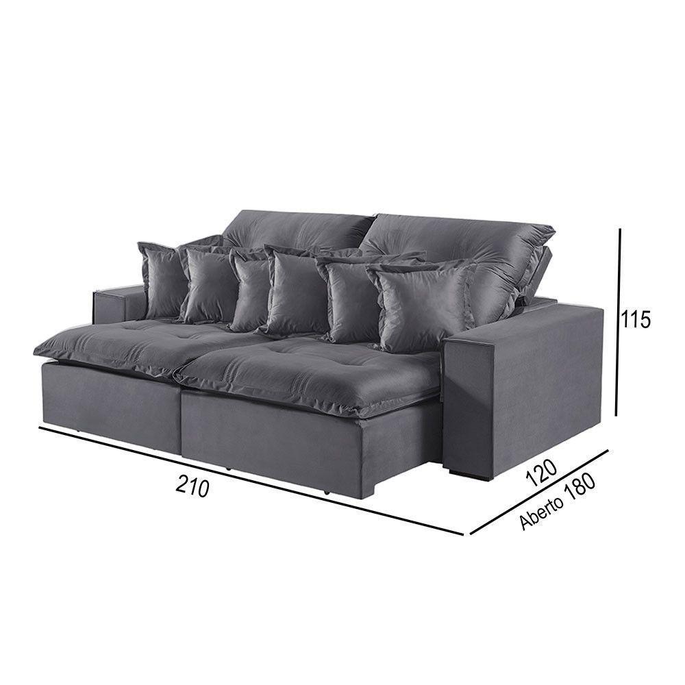 Sofá 2 Lugares Retrátil E Reclinável M-144 Veludo Martins Grafite - 3