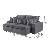 Sofá 2 Lugares Retrátil E Reclinável M-144 Veludo Martins Grafite - 3