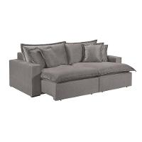 Sofá 4 Lugares Retrátil Com Encosto Fixo Linho M-145 Martins Cinza - 1