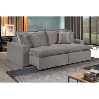 Sofá 4 Lugares Retrátil Com Encosto Fixo Linho M-145 Martins Cinza - 2