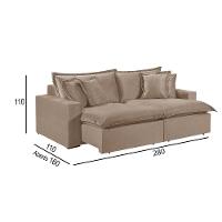 Sofá 5 Lugares Retrátil Encosto Fixo M-145 Veludo Martins Bege - 3