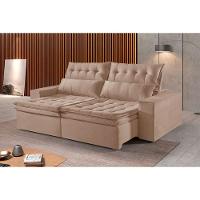 Sofá 4 Lugares Retrátil E Reclinável Martins M-118 Veludo Bege - 2