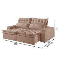 Sofá 4 Lugares Retrátil E Reclinável Martins M-118 Veludo Bege - 3