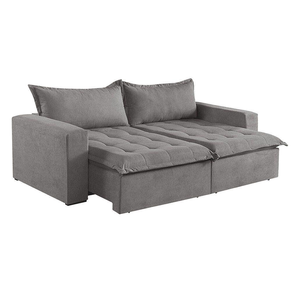 Sofá Cama 3 Lugares Retrátil Reclinável Linho M-184 Martins Cinza - 1