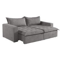Sofá Cama 3 Lugares Retrátil Reclinável Linho M-184 Martins Cinza - 1
