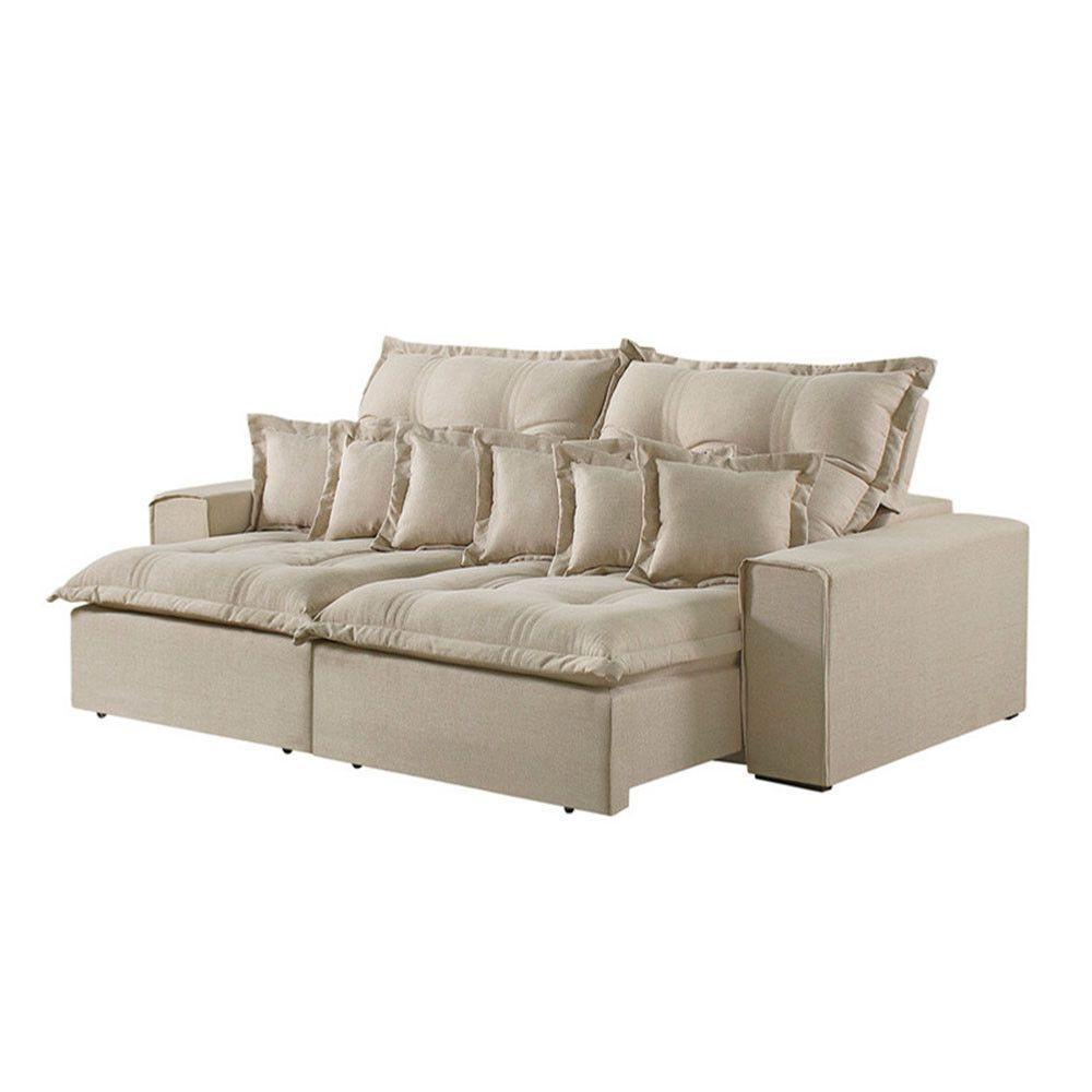 Sofá 4 Lugares Retrátil E Reclinável Linho M-144 Martins Creme - 1