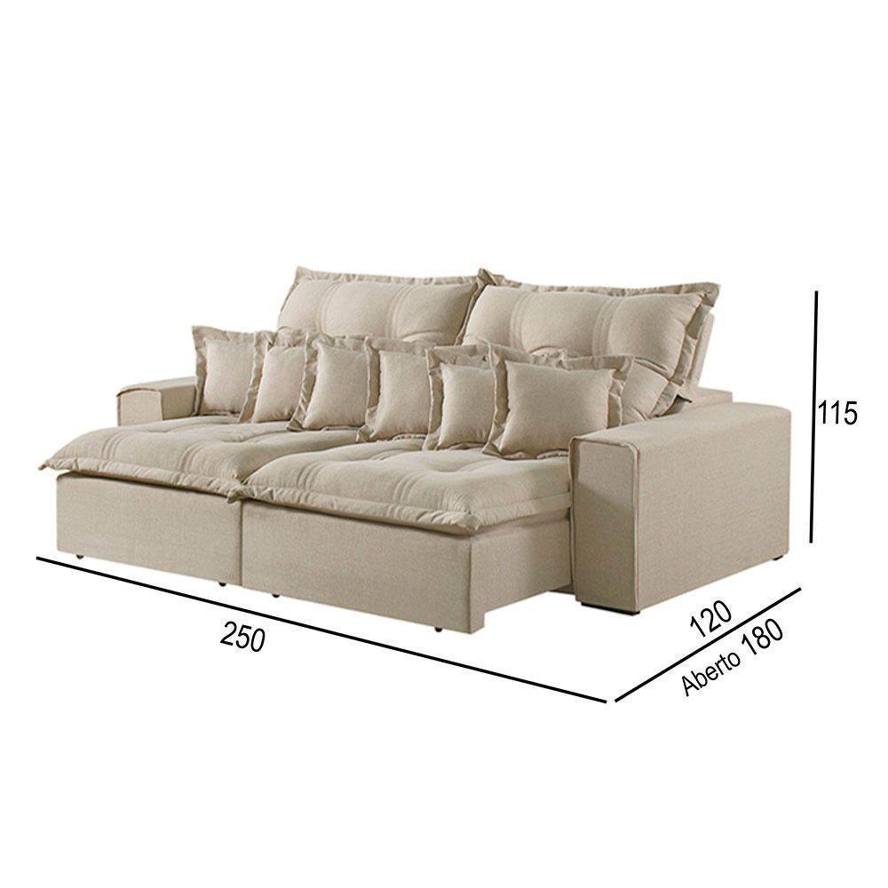 Sofá 4 Lugares Retrátil E Reclinável Linho M-144 Martins Creme - 3