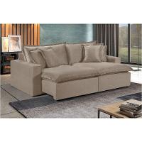 Sofá 2 Lugares Retrátil Com Encosto Fixo Linho M-145 Martins Bege - 2