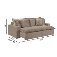 Sofá 2 Lugares Retrátil Com Encosto Fixo Linho M-145 Martins Bege - 3