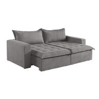 Sofá Cama 4 Lugares Retrátil Reclinável Linho M-184 Martins Cinza - 1