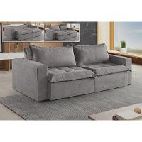 Sofá Cama 4 Lugares Retrátil Reclinável Linho M-184 Martins Cinza - 2