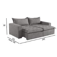 Sofá Cama 4 Lugares Retrátil Reclinável Linho M-184 Martins Cinza - 3