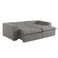 Sofá Cama 4 Lugares Retrátil Reclinável Linho M-184 Martins Cinza