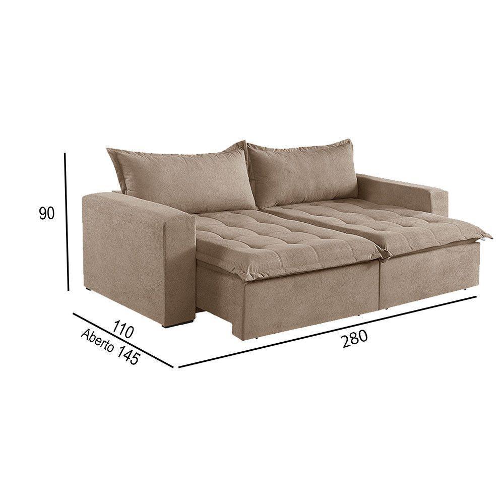 Sofá 5 Lugares Retrátil E Reclinável M-184 Veludo Martins Bege - 3