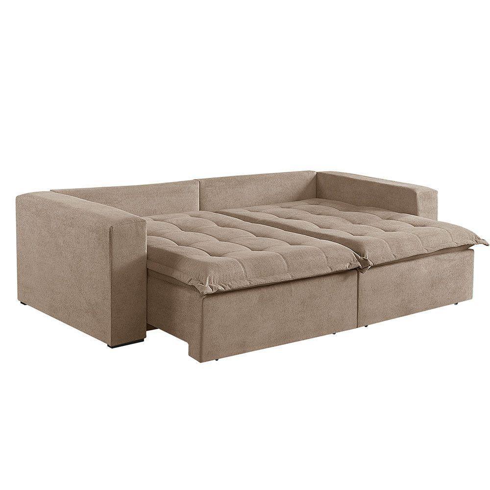 Sofá 5 Lugares Retrátil E Reclinável M-184 Veludo Martins Bege - 4