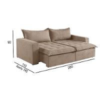 Sofá 5 Lugares Retrátil E Reclinável M-184 Veludo Martins Bege - 3