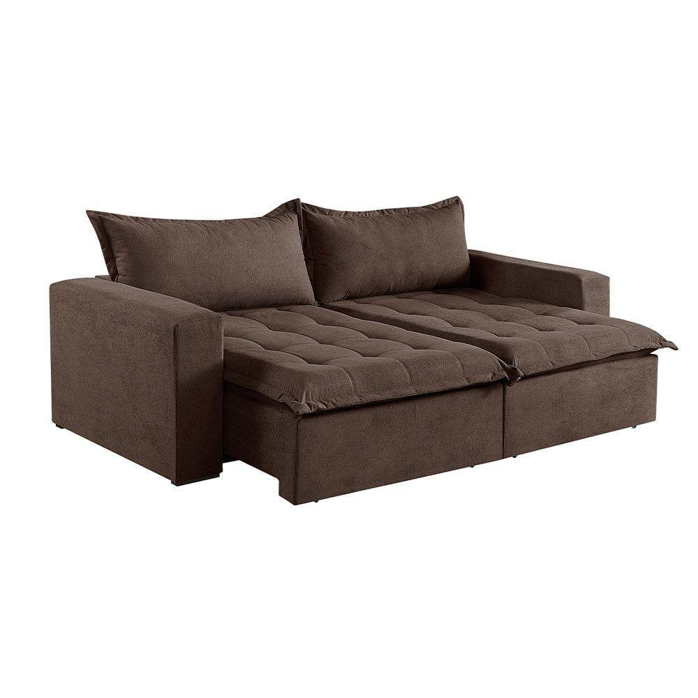 Sofá 5 Lugares Retrátil E Reclinável M-184 Veludo Martins Marrom - 1