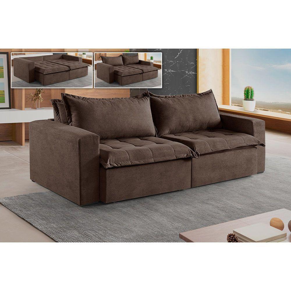 Sofá 5 Lugares Retrátil E Reclinável M-184 Veludo Martins Marrom - 2