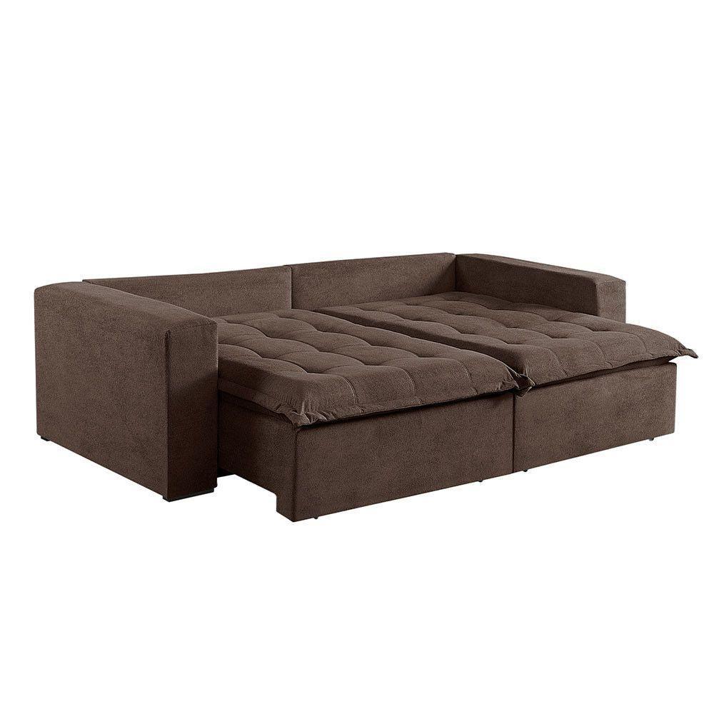 Sofá 5 Lugares Retrátil E Reclinável M-184 Veludo Martins Marrom - 4