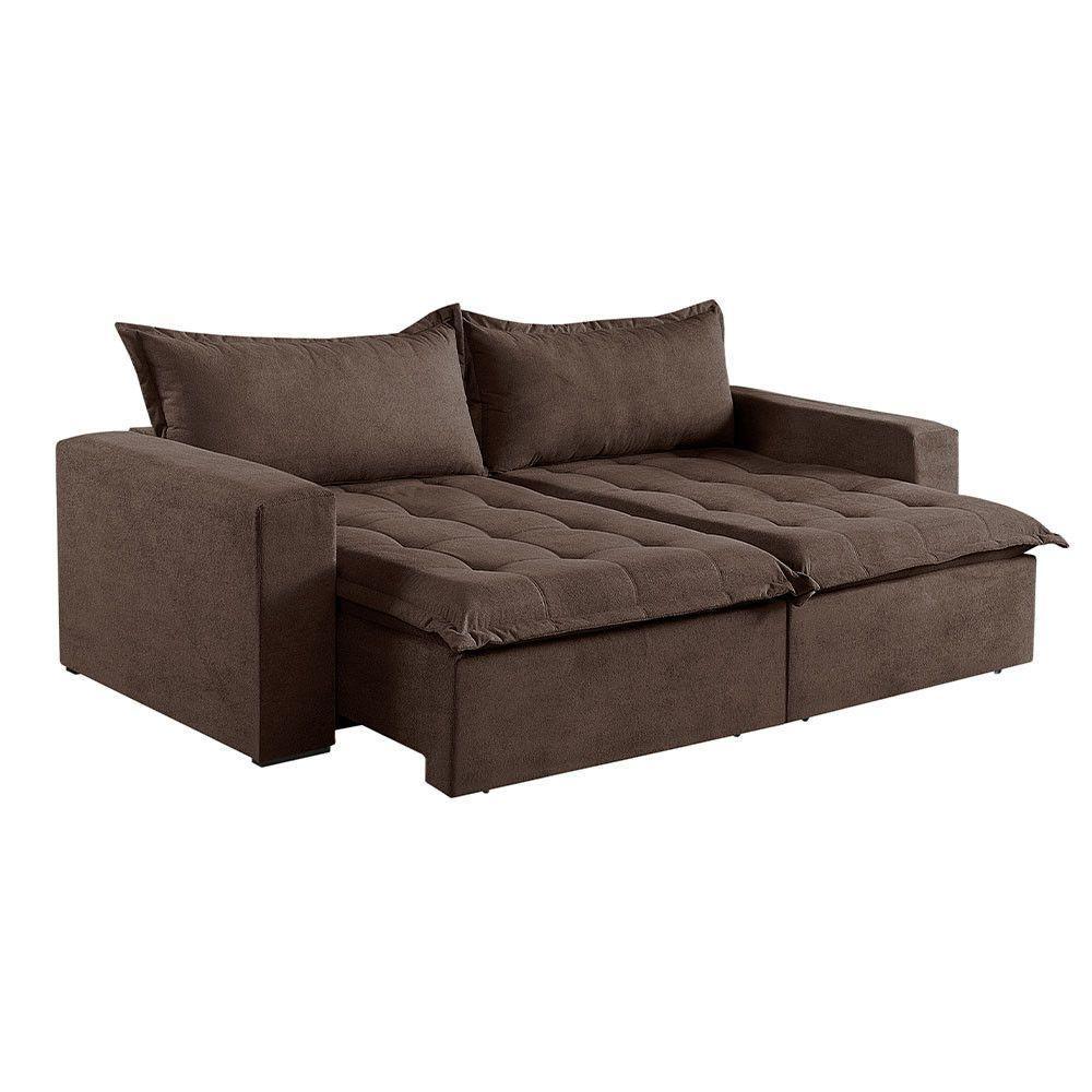 Sofá 5 Lugares Retrátil E Reclinável M-184 Veludo Martins Marrom - 5