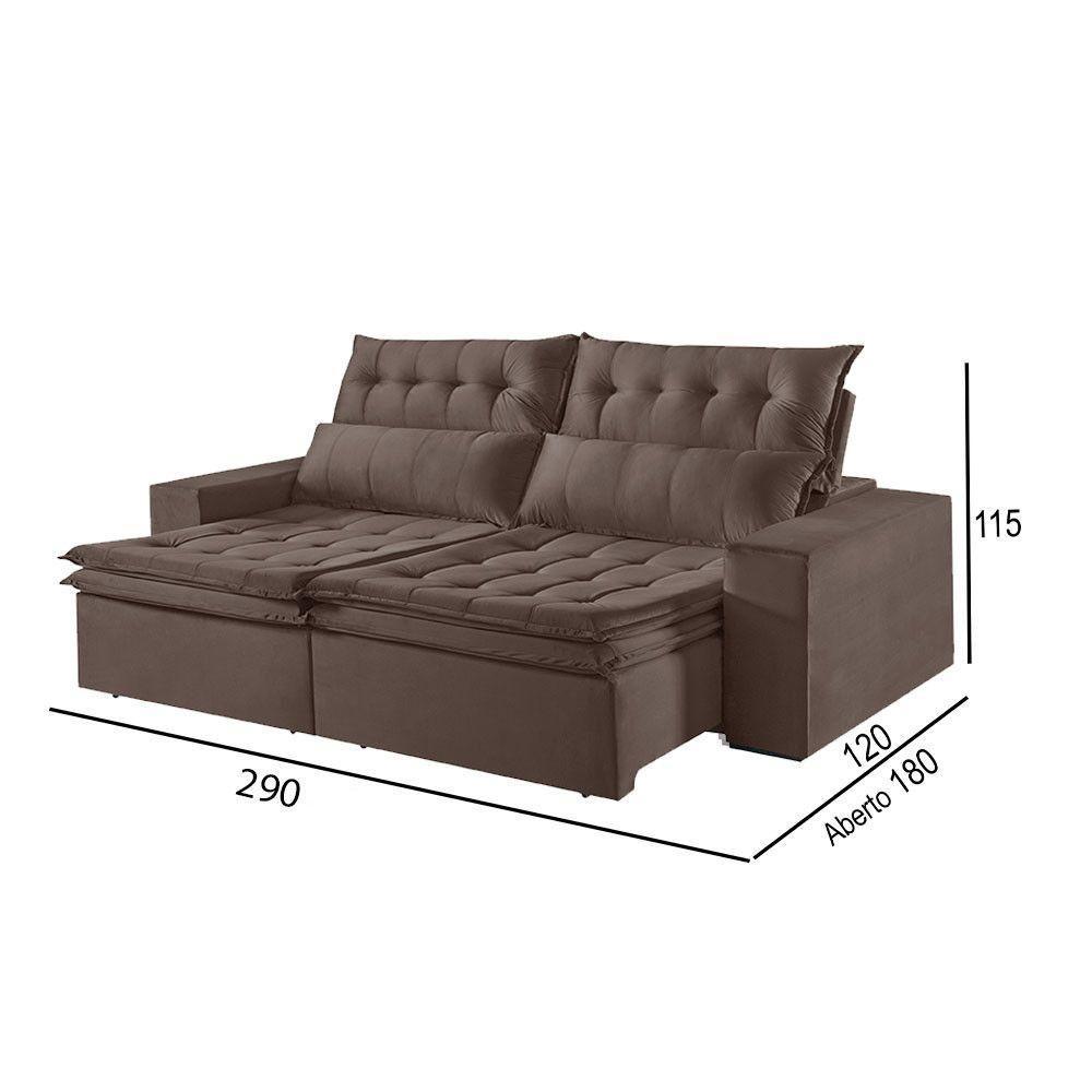 Sofá 5 Lugares Retrátil E Reclinável Martins M-118 Veludo Marrom - 2