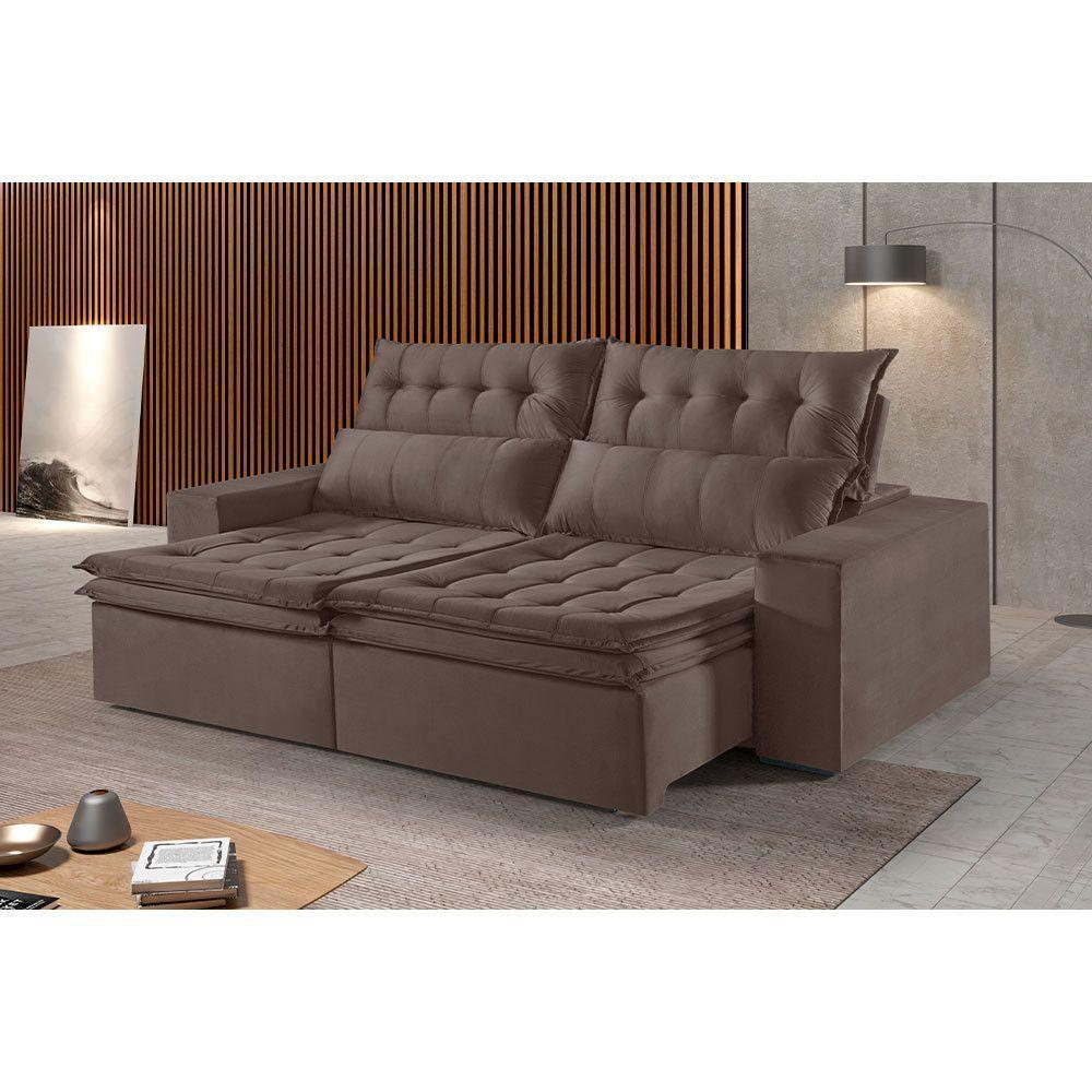 Sofá 5 Lugares Retrátil E Reclinável Martins M-118 Veludo Marrom - 3