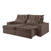 Sofá 5 Lugares Retrátil E Reclinável Martins M-118 Veludo Marrom - 1