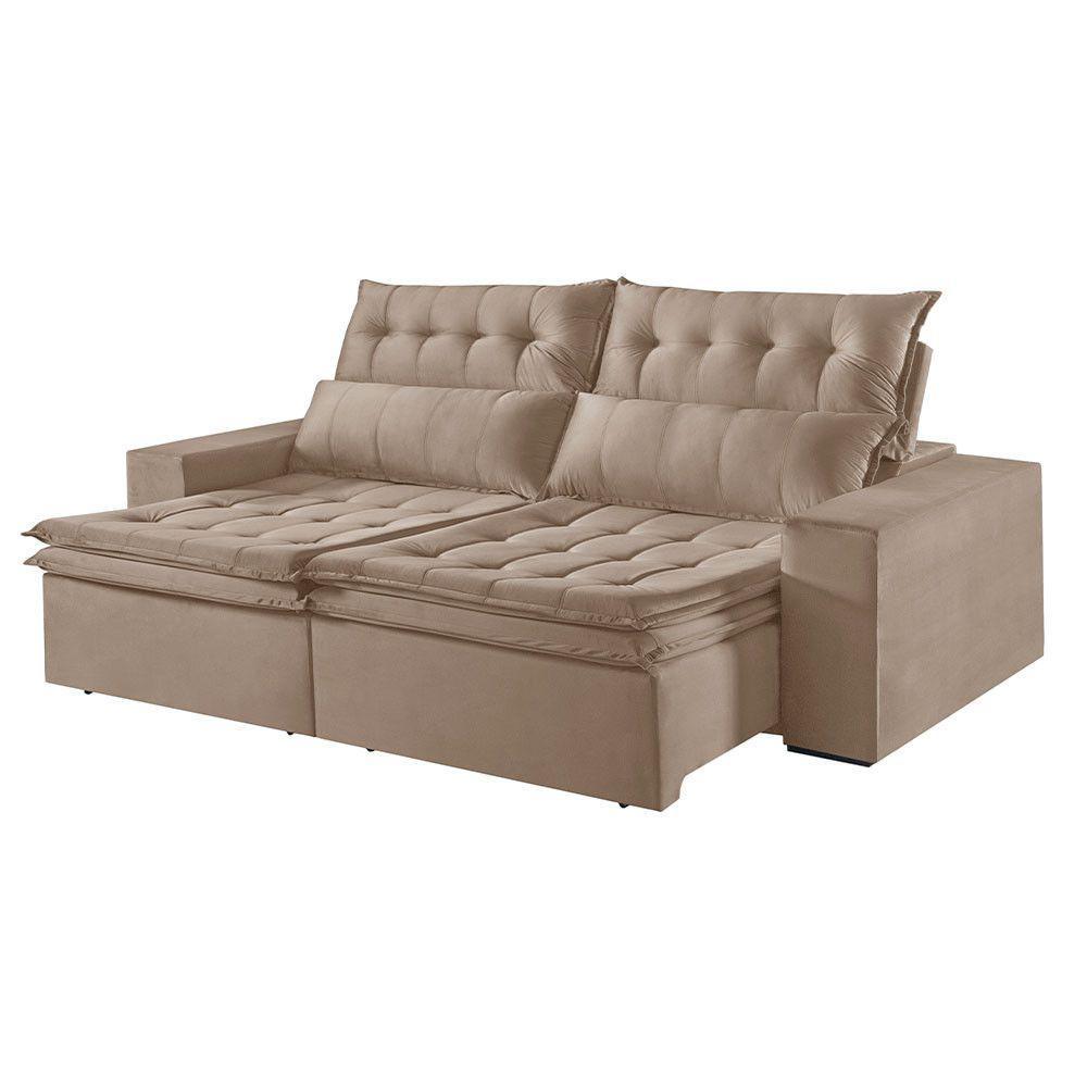 Sofá 5 Lugares Retrátil E Reclinável Martins M-118 Veludo Bege - 1