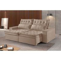 Sofá 5 Lugares Retrátil E Reclinável Martins M-118 Veludo Bege - 2