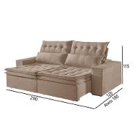 Sofá 5 Lugares Retrátil E Reclinável Martins M-118 Veludo Bege - 3