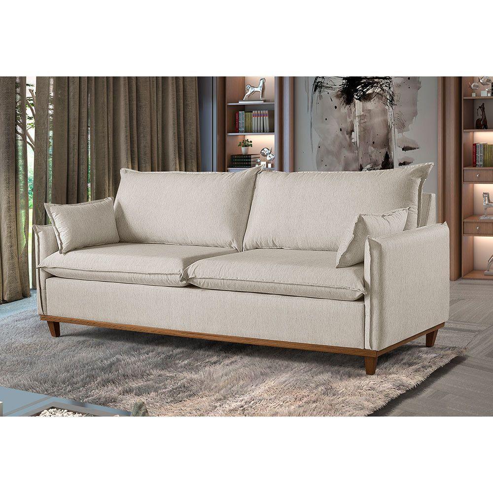 Sofá 5 Lugares Living M-168 Veludo Martins Creme - 2