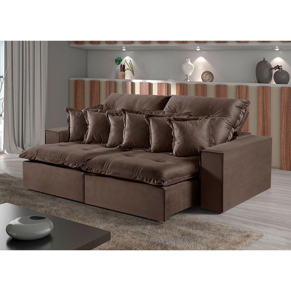 Sofá 3 Lugares Retrátil E Reclinável M-144 Veludo Martins Marrom - 2