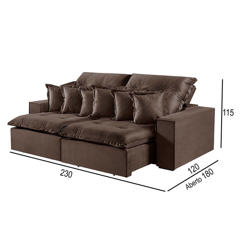 Sofá 3 Lugares Retrátil E Reclinável M-144 Veludo Martins Marrom - 3