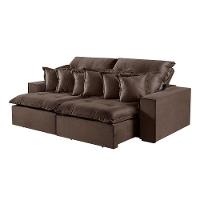 Sofá 3 Lugares Retrátil E Reclinável M-144 Veludo Martins Marrom - 1