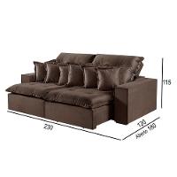 Sofá 3 Lugares Retrátil E Reclinável M-144 Veludo Martins Marrom - 3