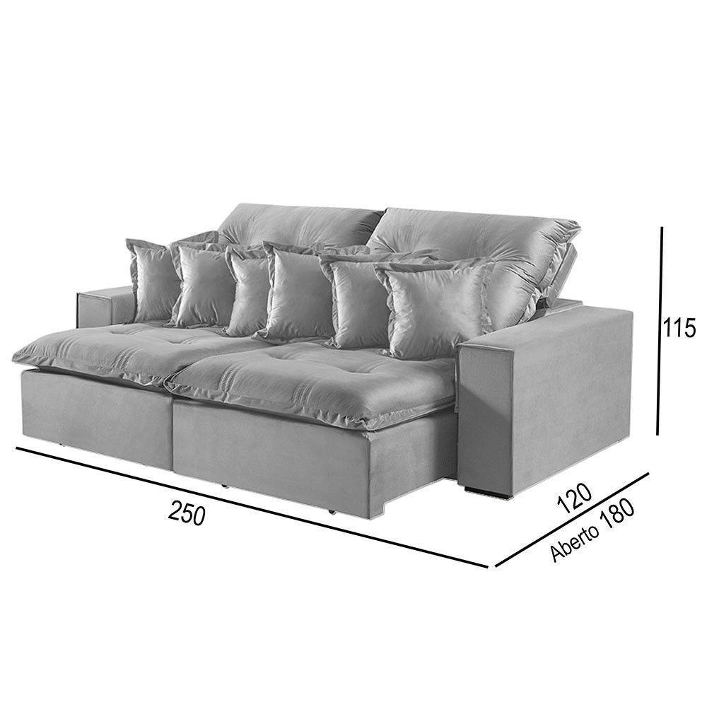 Sofá 4 Lugares Retrátil E Reclinável M-144 Veludo Martins Cinza - 3