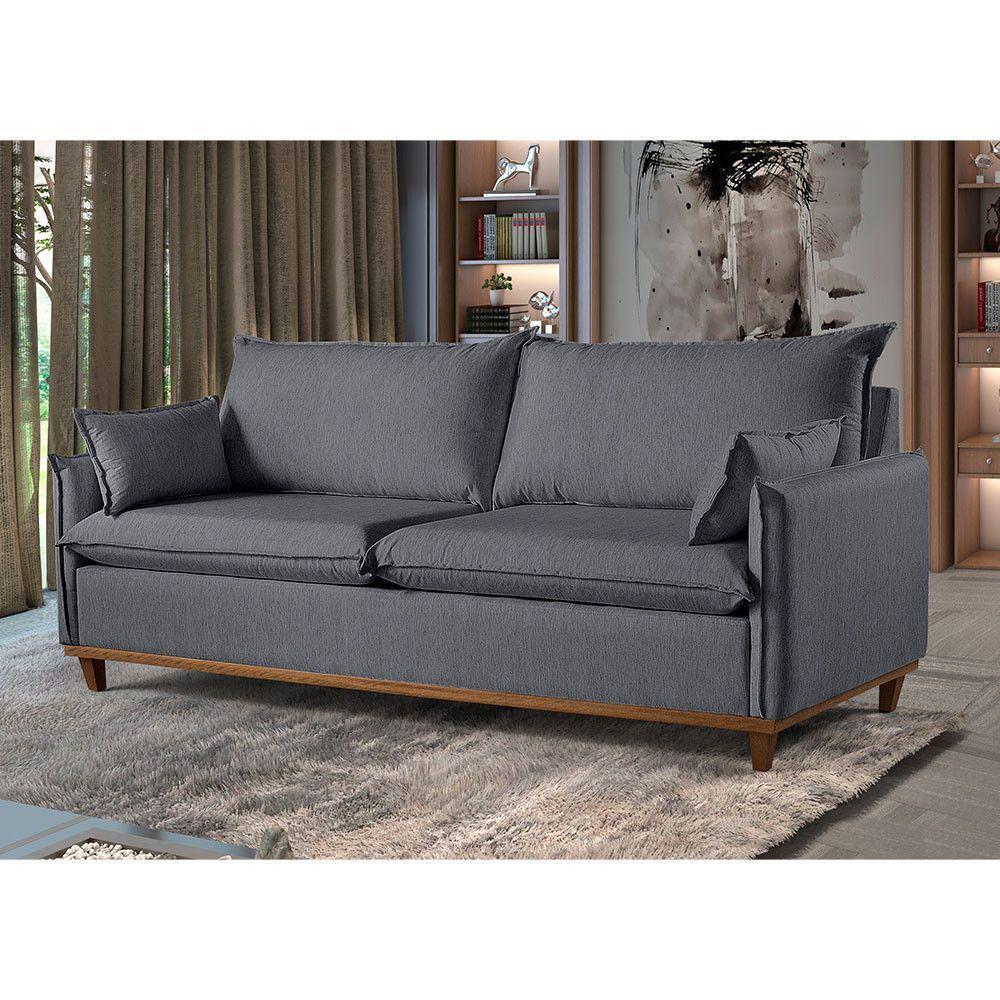 Sofá 4 Lugares Living M-168 Veludo Martins Grafite - 3