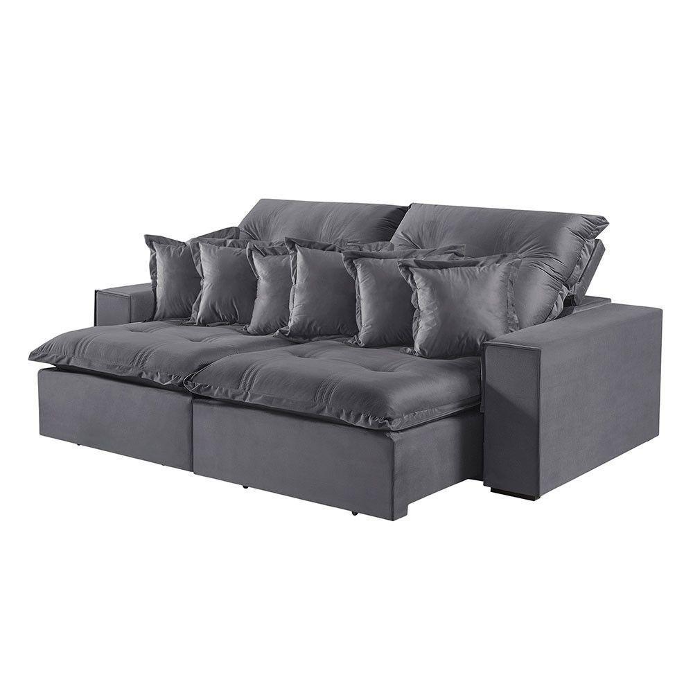 Sofá 4 Lugares Retrátil E Reclinável M-144 Veludo Martins Grafite - 1