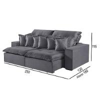 Sofá 4 Lugares Retrátil E Reclinável M-144 Veludo Martins Grafite - 3