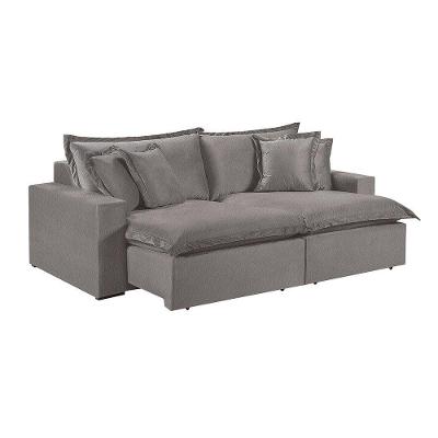 Sofá 2 Lugares Retrátil Com Encosto Fixo Linho M-145 Martins Cinza