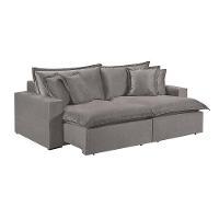 Sofá 2 Lugares Retrátil Com Encosto Fixo Linho M-145 Martins Cinza - 1