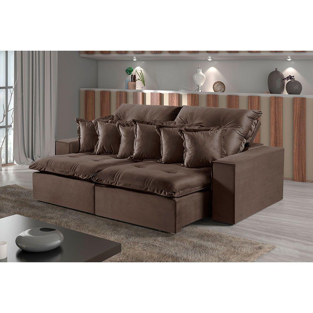 Sofá 4 Lugares Retrátil E Reclinável M-144 Veludo Martins Marrom - 2