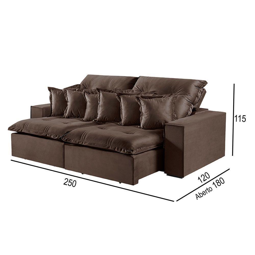 Sofá 4 Lugares Retrátil E Reclinável M-144 Veludo Martins Marrom - 3