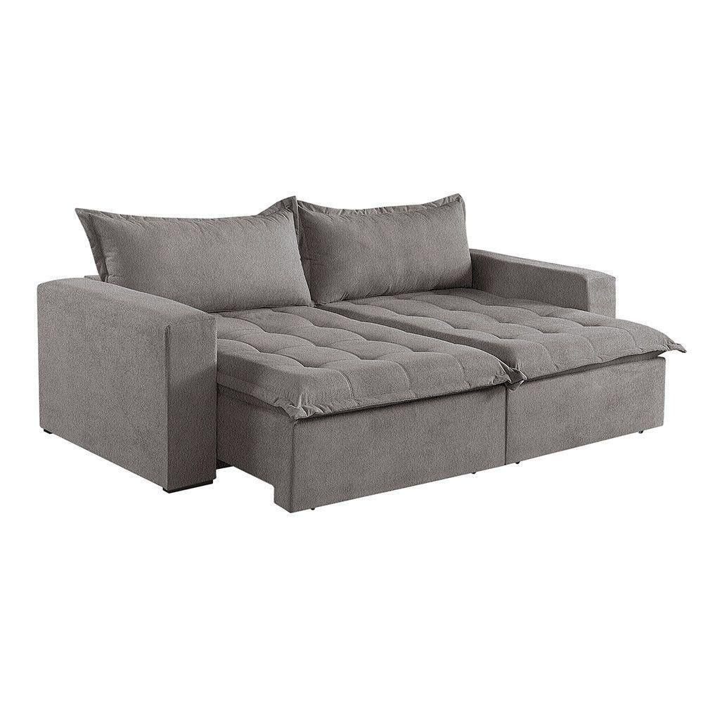 Sofá 5 Lugares Retrátil E Reclinável Linho M-184 Martins Cinza - 1